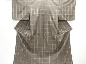 格子織り出し米沢紬着物